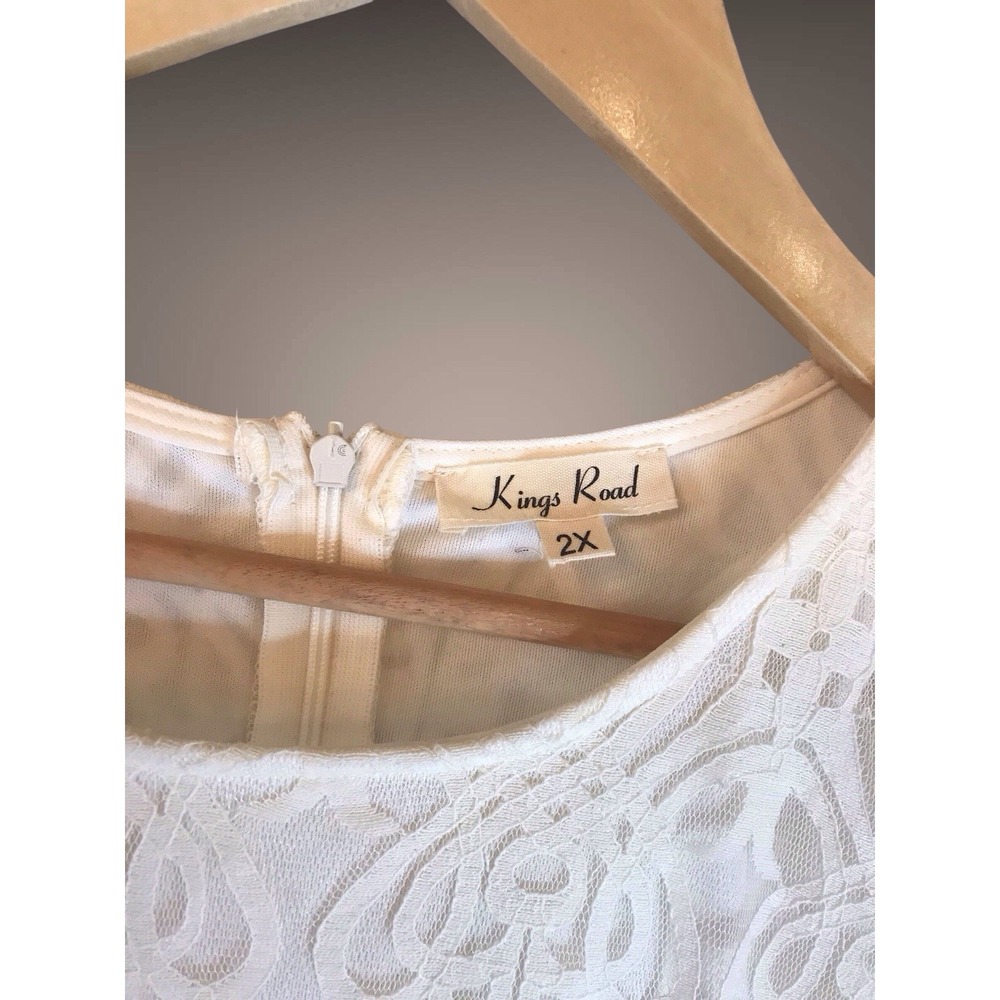 NWOT Kings Road Crochet Overlay Dress Simple Wedding Reception Shower Dress 2x - Picture 3 of 6